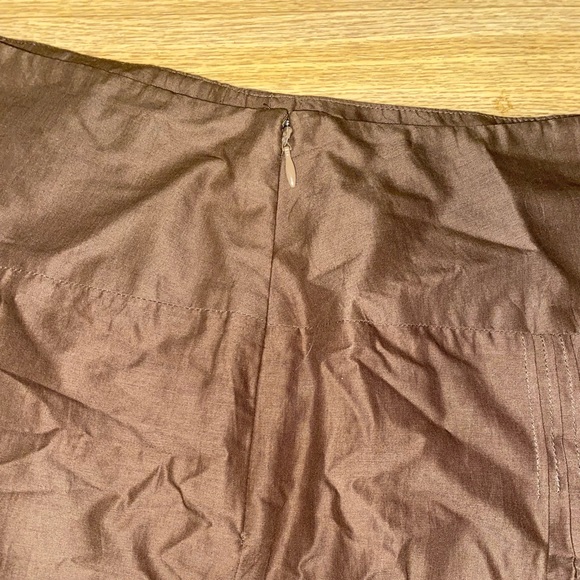 NWT Brown LOFT Embroidered Beaded Scalloped Edge Pleated Skirt - Picture 5 of 5